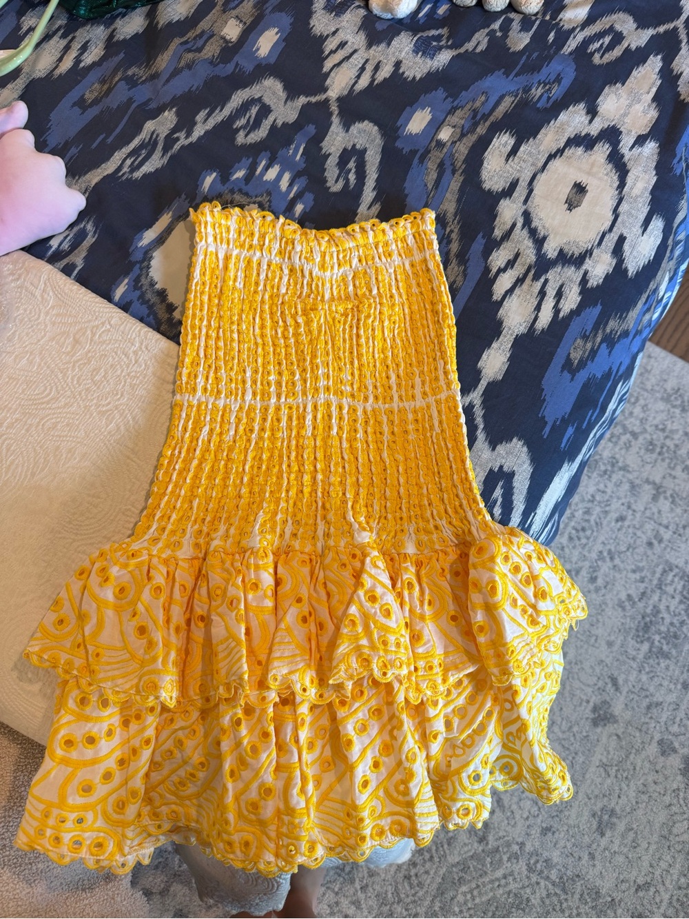 Yellow Strapless Ruffle Mini Dress - Picture 4 of 5